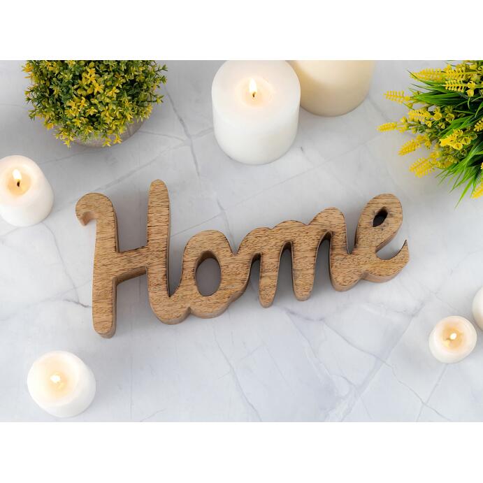 Holzdeko Schriftzug Home B28x12cm Dekoschrift Mangoholz massiv