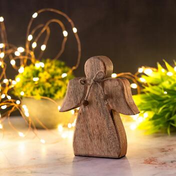 Dekofigur 4 Stck Baumbehang Christbaum Engel Holzfigur 15x13cm Natur Weihnachten
