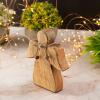 Dekofigur 4 Stck Baumbehang Christbaum Engel Holzfigur 15x13cm Natur Weihnachten