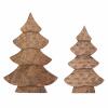 Dekofigur Baum 2er Set Holzfigur Holzbaum Weihnachtsdekoration Mangoholz