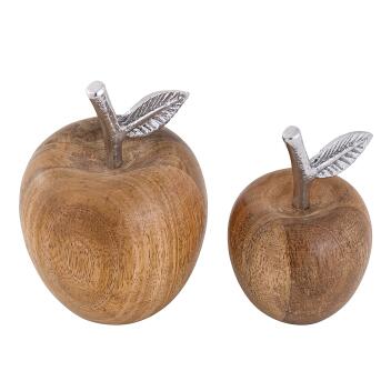 Dekofigur 2er Set Apfel Apfel-Optik Mangoholz Aluminium H15/13x9/8cm massiv