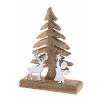 Holzfigur Weihnachtsbaum mit Hirsch u. Engel Weihnachtsdeko Mangoholz Aluminium