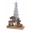 Dekofigur Weihnachtsbaum Hirschen 20x31cm Weihnachtsdeko Mangoholz Aluminium