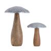 Dekofiguren 2er Set Pilze Pilz-Optik Mangoholz Aluminium H20/12x13/10cm