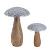Dekofiguren 2er Set Pilze Pilz-Optik Mangoholz Aluminium H20/12x13/10cm