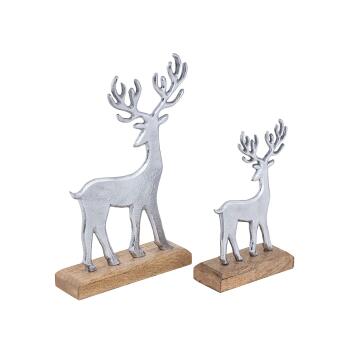 Dekofigur 2er Set Hirsche Aufsteller 14/20x22/32cm Dekofigur Aluminium