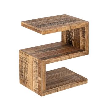 Beistelltisch Holz S Form Sofatisch Sissi Blumensäule nachhaltig Mango Altholz