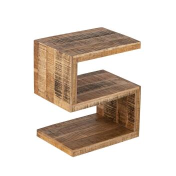 Beistelltisch Holz S Form Sofatisch Sissi Blumensäule nachhaltig Mango Altholz
