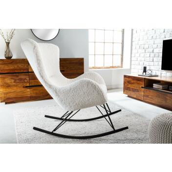 Schaukelstuhl SCANDINAVIA SWING Bouclé weiß