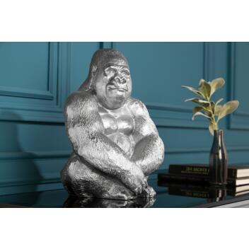 Gorilla Figur Kong silber Skulptur 43195