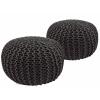 Strickhocker 2er Set Pouf Sitzpouf Sitzpuff Pouf Bodenkissen Ø 55cm grau + grau