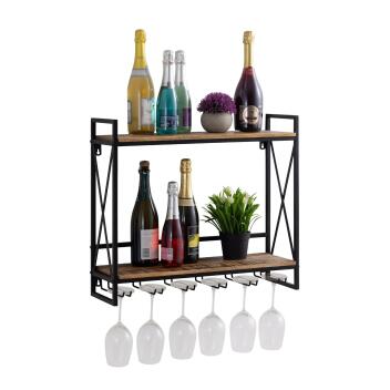 Weinregal Holz Hausbar Flaschenregal 60x45x25cm Rio Mangoholz Metall