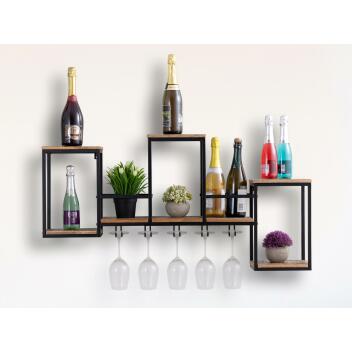 Flaschenregal Weinregal Holz 104x53x23cm Hausbar Rio Grande Mangoholz Metall