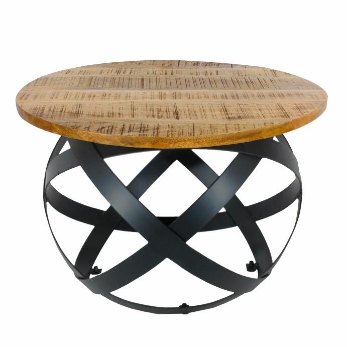 Beistelltisch Couchtisch rund Wohnzimmer Orbit Metall Gestell schwarz 75cm