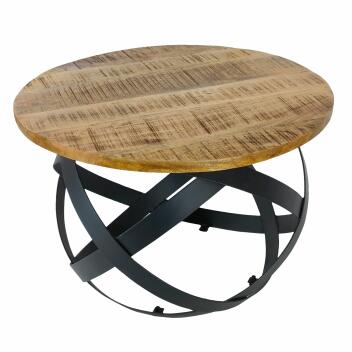 Beistelltisch Couchtisch rund Wohnzimmer Orbit Metall Gestell schwarz 75cm