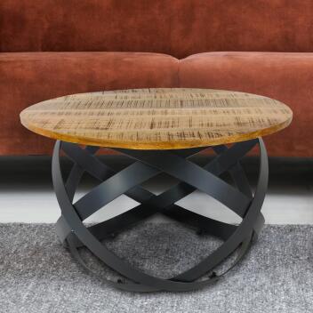 Beistelltisch Couchtisch rund Wohnzimmer Orbit Metall Gestell schwarz 75cm