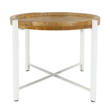 Beistelltisch ø55cm Couchtisch rund Wohnzimmer Tisch Sioux Metall reinweiß