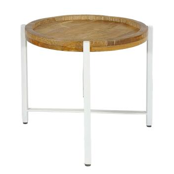 Beistelltisch ø55cm Couchtisch rund Wohnzimmer Tisch Sioux Metall reinweiß