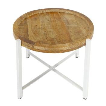 Beistelltisch ø55cm Couchtisch rund Wohnzimmer Tisch Sioux Metall reinweiß