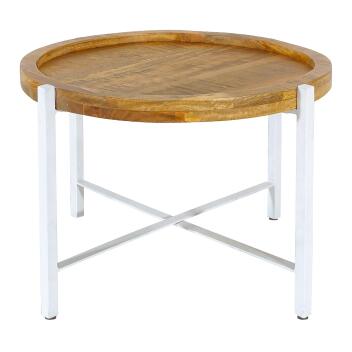 Beistelltisch ø55cm Couchtisch rund Wohnzimmer Tisch Sioux Metall reinweiß