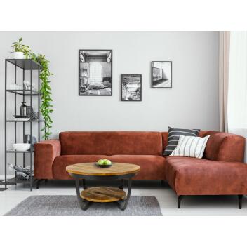 Couchtisch rund ø65cm Beistell-tisch Los Angeles Metall Gestell schwarz