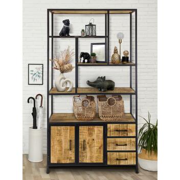 Standregal Bücherregal Regal 98x190x36cm Liverpool Metall-Gestell Holz & Metall