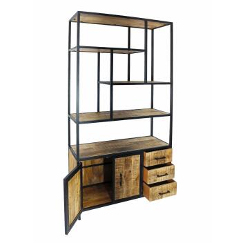 Standregal Bücherregal Regal 98x190x36cm Liverpool Metall-Gestell Holz & Metall