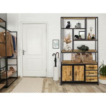 Standregal Bücherregal Regal 98x190x36cm Liverpool Metall-Gestell Holz & Metall