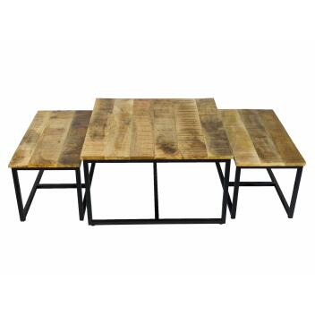 Couchtisch 3er Set Beistelltisch Satztisch Ontario Metall Gestell massiv