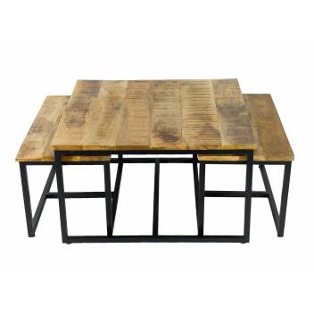 Couchtisch 3er Set Beistelltisch Satztisch Ontario Metall Gestell massiv