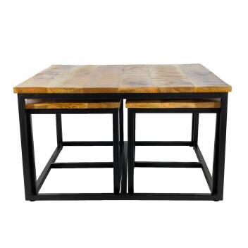 Couchtisch 3er Set Beistelltisch Satztisch Ontario Metall Gestell massiv