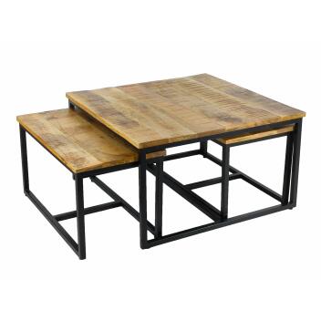 Couchtisch 3er Set Beistelltisch Satztisch Ontario Metall Gestell massiv