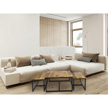 Couchtisch 3er Set Beistelltisch Satztisch Ontario Metall Gestell massiv