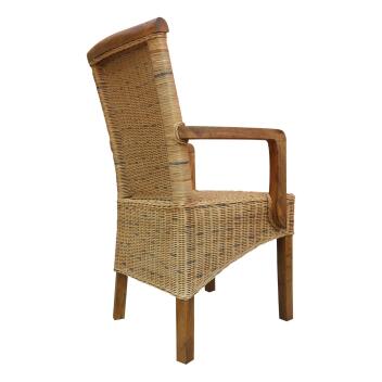 Esszimmerstuhl Rattanstuhl mit Armlehnen tabacco Perth Korbstuhl Rattan Sessel