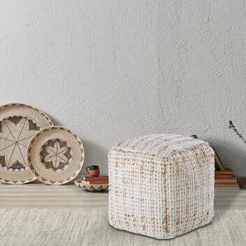 Sitzpouf Jute Sitzhocker rund Deko Hocker natur Sitzpouf Fußhocker