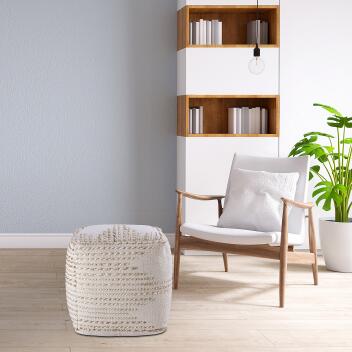 Sitzhocker Jute 45x45x45cm Sitzpouf Deko Hocker natur Jutehocker Bodenkissen