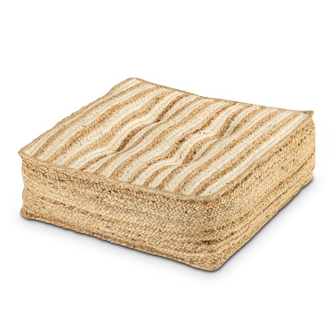Bodenkissen Jute 50x50cm Sitzkissen quadratisch Loungekissen natur Fußkissen