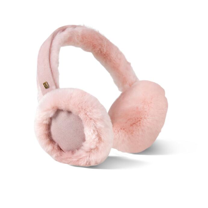 Ohren-Wärmer Lammfell Leder Ohrenschützer Unisex rosa