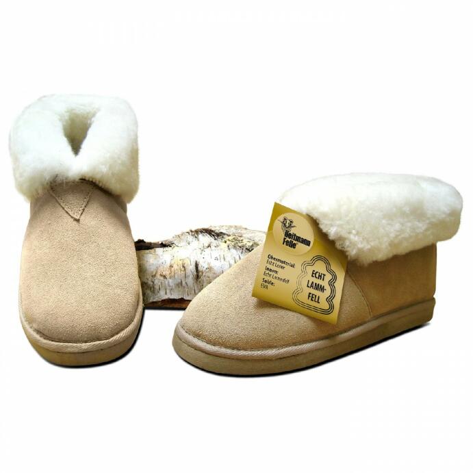 Heitmann Lammfell-Hausschuhe (beige) geschlossen Gr 38