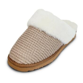 Heitmann Damen Lammfell-Pantoffel (beige) Gr 38 offen