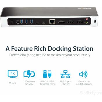 StarTech 4K USB-C Dock, UHD 4K Mac & Windows, Dockingstation DK30CH2DEPUE