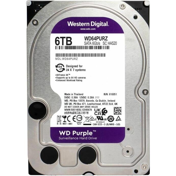 Western Digital WD Purple 6TB WD63PURZ-FR HDD 3.5Zoll Festplatte 5400rpm 24/7